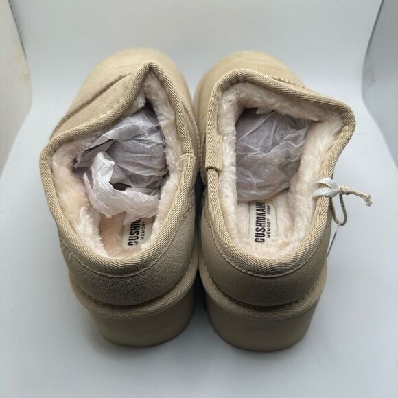 CUSHIONAIRE Women's Genuine Suede Cozy Mule Platform +Memory Foam 10 SAND NWT - Picture 4 of 7